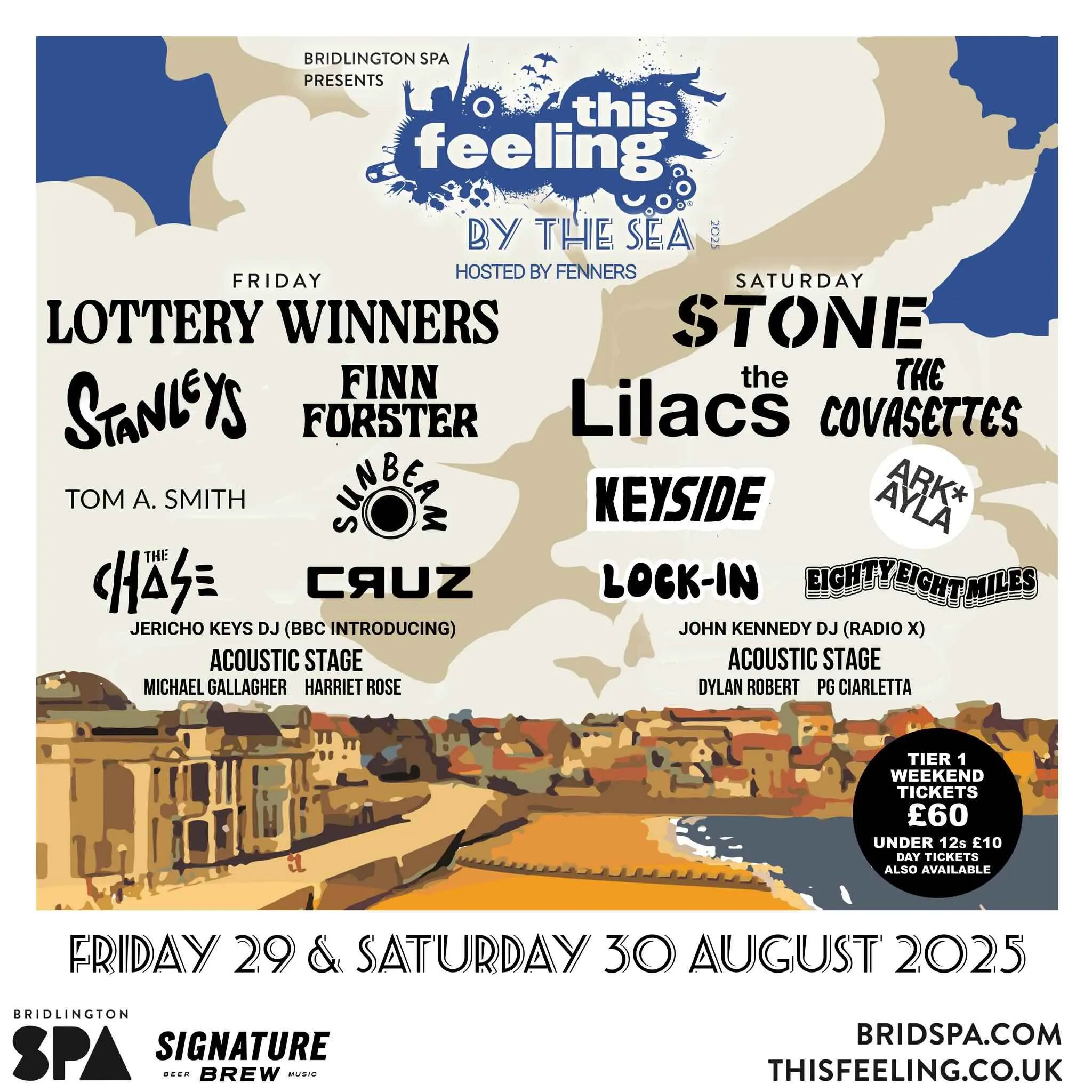 poster of headline acts for this feeling by the sea 2025